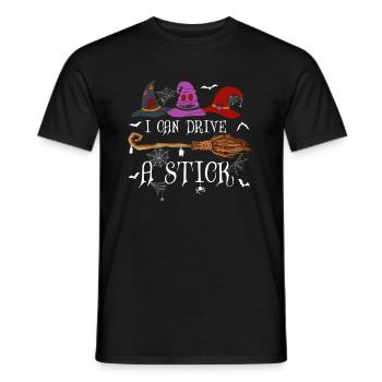 I Can Drive A Stick Halloween Funny Broomstick - Men's T-Shirt - black - Front - AI Model Male 178 light (178cm)