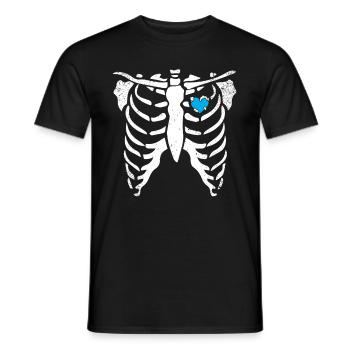Skeleton Ice Heart Rib Cage X-Ray Funny Halloween - Men's T-Shirt - black - Front - AI Model Male 178 light (178cm)