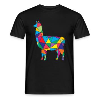 Lama Polygon Low Poly Tier - T-shirt homme - noir - Devant - AI Model Male 178 light (178cm)