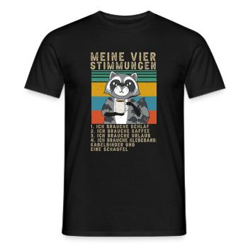 Waschbär Meine Vier Stimmungen Schlaf Kaffee - Männer T-Shirt - Schwarz - Vorne - AI Model Male 178 light (178cm)