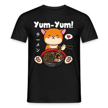 Yum Yum Japan Anime Ramen Nudel Katze - Männer T-Shirt - Schwarz - Vorne - AI Model Male 178 light (178cm)
