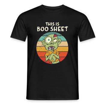 This Is Boo Sheet Zombie Halloween Costume - Men's T-Shirt - black - Front - AI Model Male 178 light (178cm)