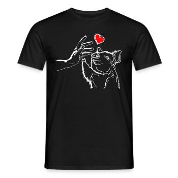 Coeur de cochon tenant la main avec le cochon - T-shirt homme - noir - Devant - AI Model Male 178 light (178cm)