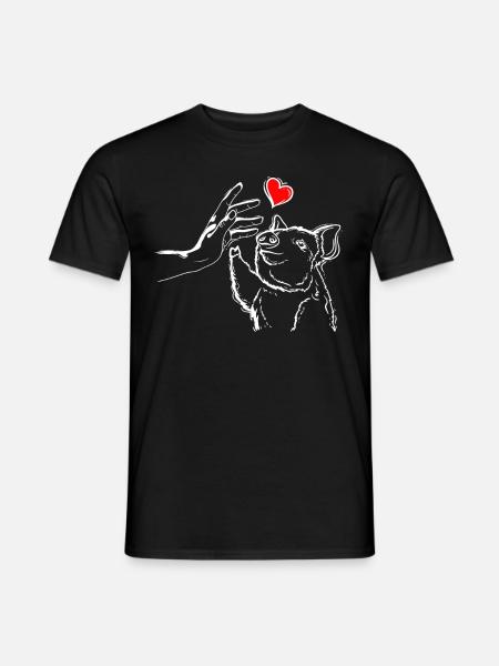 Schwein Herz Händchen Halten mit Schwein - Männer T-Shirt - Schwarz