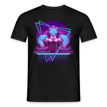 Vaporwave Schildkröte DJ Pult Schildkröte - Männer T-Shirt - Schwarz - Vorne - AI Model Male 178 light (178cm)