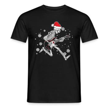 Guitare électrique squelette avec guitariste au chapeau de Père Noël - T-shirt homme - noir - Devant - AI Model Male 178 light (178cm)