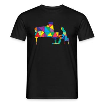 Klavier Polygon Lustiges Piano - Männer T-Shirt - Schwarz - Vorne - AI Model Male 178 light (178cm)