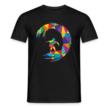 Low Poly Surfer Polygon Surf - T-shirt homme - noir - Devant - AI Model Male 178 light (178cm)