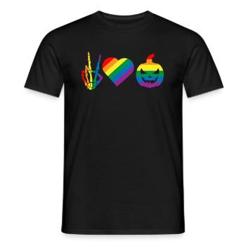Peace Love Pride Gay Pride Skeleton Pumpkin - Men's T-Shirt - black - Front - AI Model Male 178 light (178cm)