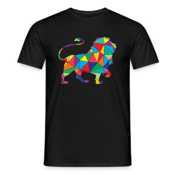 Polygone du lion Low Poly Animal sauvage - T-shirt homme - noir - Devant - AI Model Male 178 light (178cm)