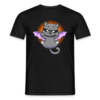 Black Cat With Bat Wing Kitten Halloween - Men's T-Shirt - black - Front - AI Model Male 178 light (178cm)