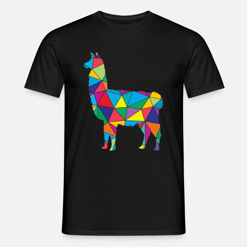 Lama Polygon Low Poly Tier - Männer T-Shirt - Schwarz
