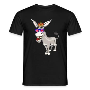 Esel Queen Elizabeth II Britische Krone - Männer T-Shirt - Schwarz - Vorne - AI Model Male 178 light (178cm)