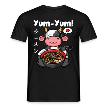 Yum Yum Japon Anime Ramen Noodle Cow - T-shirt homme - noir - Devant - AI Model Male 178 light (178cm)