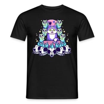 Kawaii Pastel Gothic Cute Cat Occult - Men's T-Shirt - black - Front - AI Model Male 178 light (178cm)