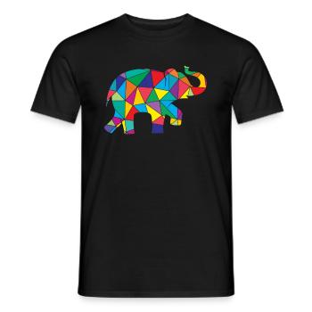 Low Poly Elephant Geometry Elephant - Men's T-Shirt - black - Front - AI Model Male 178 light (178cm)
