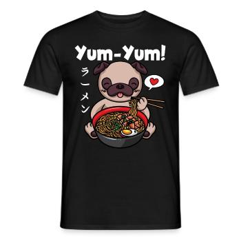 Japon Anime Pug Ramen Nouilles Manga Kawaii - T-shirt homme - noir - Devant - AI Model Male 178 light (178cm)