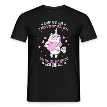 Aramsamsam Guli Gulli Kinderlied Einhorn - Männer T-Shirt - Schwarz - Vorne - AI Model Male 178 light (178cm)