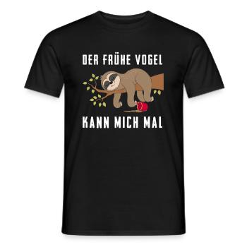 Faultier Der Frühe Vogel kann mich mal Faultier - Männer T-Shirt - Schwarz - Vorne - AI Model Male 178 light (178cm)
