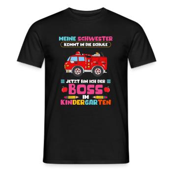 Ma sœur commence l’école Maintenant je suis la patronne - T-shirt homme - noir - Devant - AI Model Male 178 light (178cm)