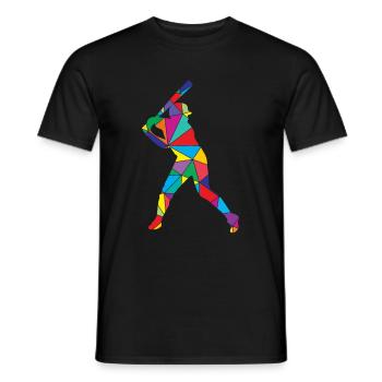 Low Poly Pitcher Schläger Polygon Baseball - Männer T-Shirt - Schwarz - Vorne - AI Model Male 178 light (178cm)