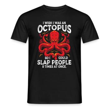 J’aimerais être une pieuvre pour pouvoir gifler les gens 8 - T-shirt homme - noir - Devant - AI Model Male 178 light (178cm)