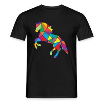 Low Poly Horse Géométrie Polygone Cheval - T-shirt homme - noir - Devant - AI Model Male 178 light (178cm)