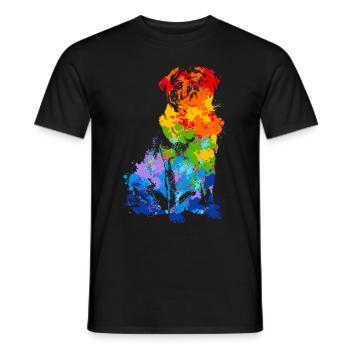 Pug Splash Art Dog - Men's T-Shirt - black - Front - AI Model Male 178 light (178cm)