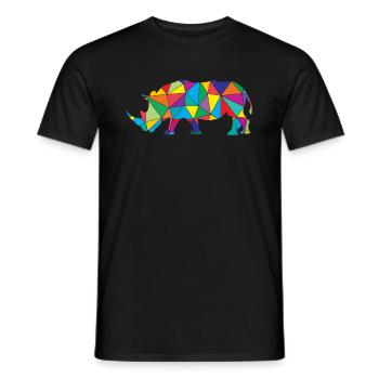 Low Poly Rhinozeros Geometrie Rhinozeros - Männer T-Shirt - Schwarz - Vorne - AI Model Male 178 light (178cm)