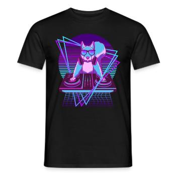 Vaporwave Eichhörnchen DJ Pult Eichhörnchen - Männer T-Shirt - Schwarz - Vorne - AI Model Male 178 light (178cm)
