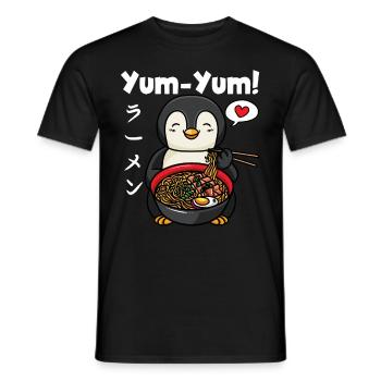 Yum Yum Japan Anime Ramen Nudel Pinguin - Männer T-Shirt - Schwarz - Vorne - AI Model Male 178 light (178cm)