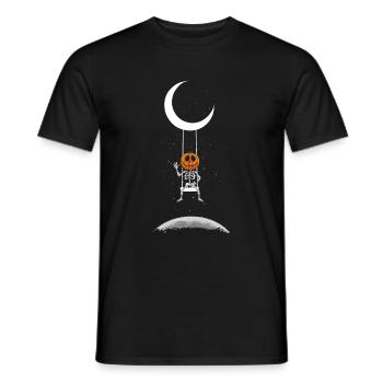 Kürbis Skelett auf Mond Schaukel Halloween Kostüm - Männer T-Shirt - Schwarz - Vorne - AI Model Male 178 light (178cm)