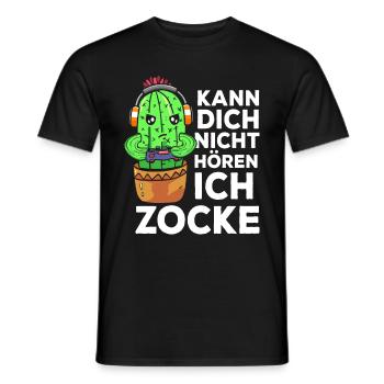 Kann Dich Nicht Hören Ich Zocke Gamer Kaktus - Männer T-Shirt - Schwarz - Vorne - AI Model Male 178 light (178cm)