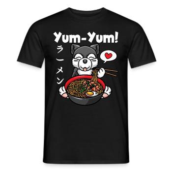 Anime Dog Ramen Noodles Husky Kawaii - T-shirt homme - noir - Devant - AI Model Male 178 light (178cm)