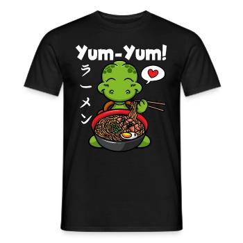 Anime Japonais Tortue Ramen Nouilles Kawaii - T-shirt homme - noir - Devant - AI Model Male 178 light (178cm)