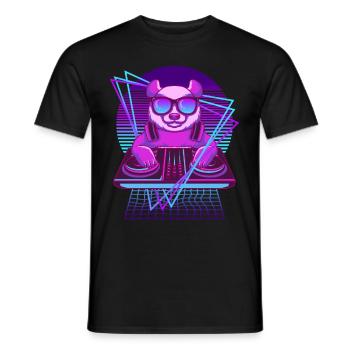 Vaporwave Panda DJ Pult Panda - Männer T-Shirt - Schwarz - Vorne - AI Model Male 178 light (178cm)