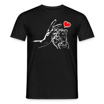 Hamster Herz Händchen Halten mit Hamster - Männer T-Shirt - Schwarz - Vorne - AI Model Male 178 light (178cm)