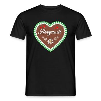 Herzmadl Trachtenshirt Lebkuchen Herz Tracht - Männer T-Shirt - Schwarz - Vorne - AI Model Male 178 light (178cm)