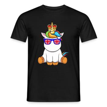 Einhorn Queen Elizabeth II Britische Krone - Männer T-Shirt - Schwarz - Vorne - AI Model Male 178 light (178cm)
