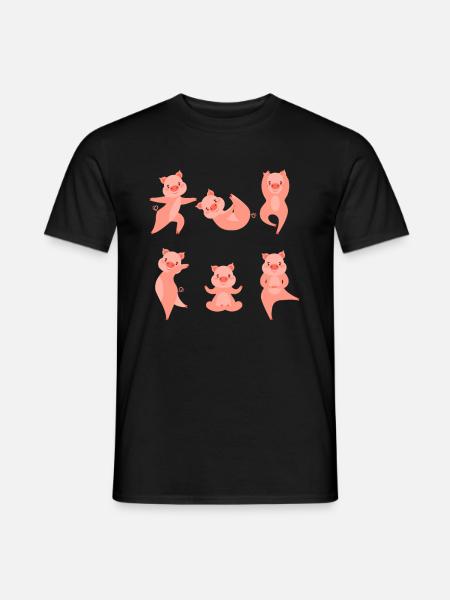 Yoga Schwein Meditation Schweinchen macht Yoga - Männer T-Shirt - Schwarz