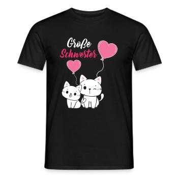 Große Schwester 2023 Katzen Ballon Herz - Männer T-Shirt - Schwarz - Vorne - AI Model Male 178 light (178cm)