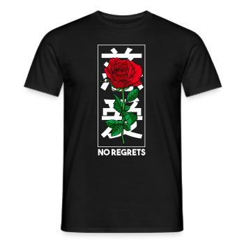 No Regrets Chinese Flower Rose - Men's T-Shirt - black - Front - AI Model Male 178 light (178cm)