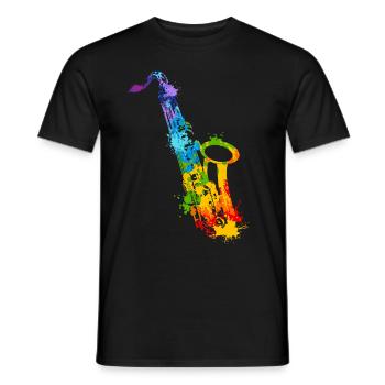 Splash Saxophon - Männer T-Shirt - Schwarz - Vorne - AI Model Male 178 light (178cm)