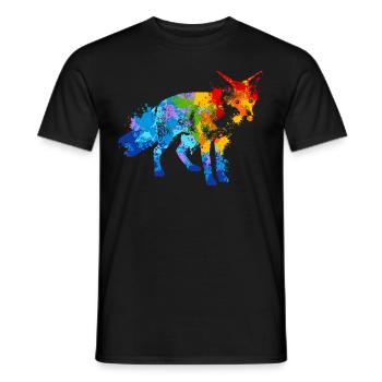 Farbspritzer Fuchs Bunter Fuchs - Männer T-Shirt - Schwarz - Vorne - AI Model Male 178 light (178cm)
