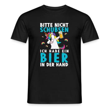 Bitte Nicht Schubsen Ich Habe Bier In Der Hand - Männer T-Shirt - Schwarz - Vorne - AI Model Male 178 light (178cm)