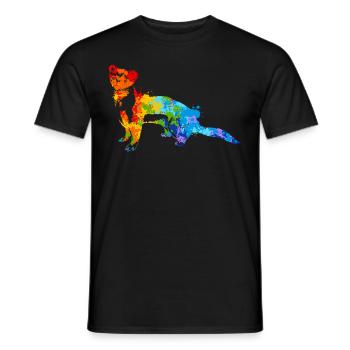Weasel Splash Art Ferret Animal - Men's T-Shirt - black - Front - AI Model Male 178 light (178cm)
