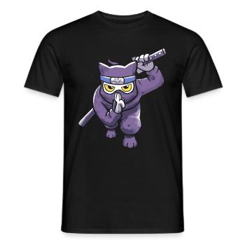Cat Ninja Japan Kitsune Style Japanese Samurai - Men's T-Shirt - black - Front - AI Model Male 178 light (178cm)