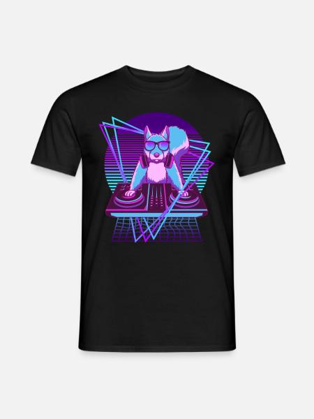 Party Music Techno Squirrel Vaporwave Rodent - Men's T-Shirt - black
