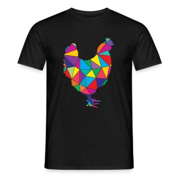 Poulet à faible poly géométrie Poulet - T-shirt homme - noir - Devant - AI Model Male 178 light (178cm)