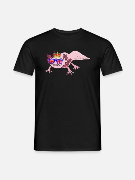 Axolotl Queen Elizabeth II Britische Krone - Männer T-Shirt - Schwarz